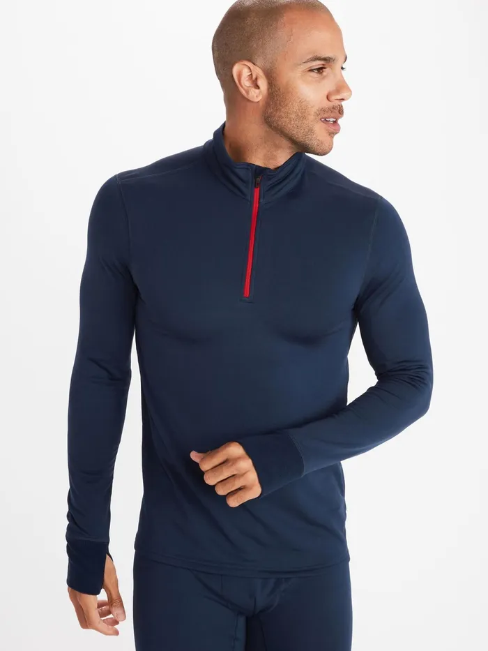 Mens LongSleeve Shirts Marmot Polartec Baselayer Zip Jacket Dark Indigo