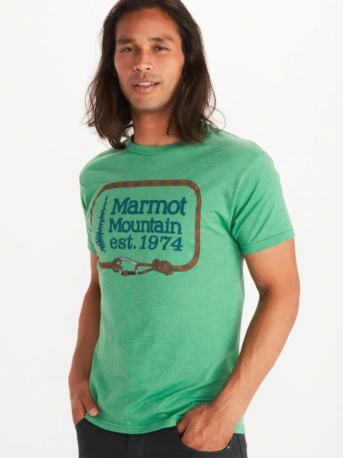 Mens ShortSleeve Shirts Marmot Ascender ShortSleeve TShirt Green Heather