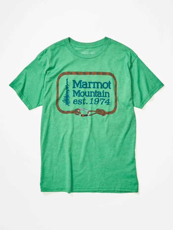 Mens ShortSleeve Shirts Marmot Ascender ShortSleeve TShirt Green Heather