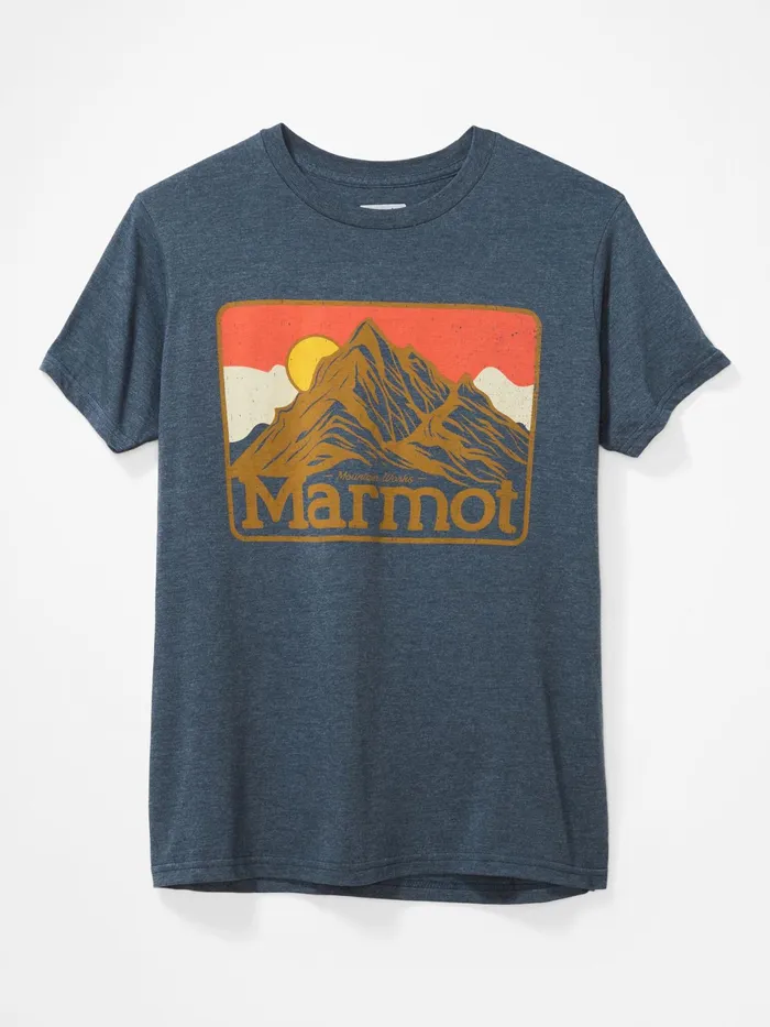 Mens ShortSleeve Shirts Marmot Mountain Peaks ShortSleeve TShirt Navy Heather Mens ShortSleeve Shirts Marmot Mountain Peaks ShortSleeve TShirt Navy Heather