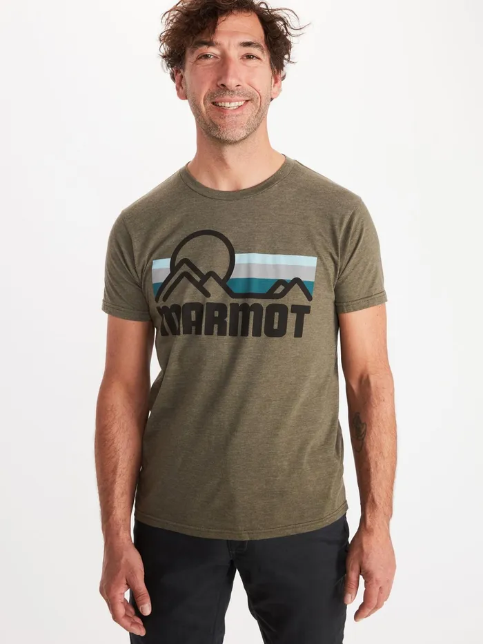 Mens TShirts Marmot Coastal ShortSleeve TShirt Dark Olive Heather