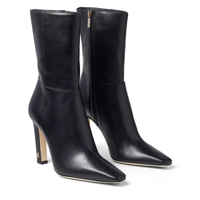 Merle 100 Black Soft Calf Leather Block Heel Ankle Boots Black Women JIMMY CHOO Boots Merle 100 Black Soft Calf Leather Block Heel Ankle Boots Black Women JIMMY CHOO Boots