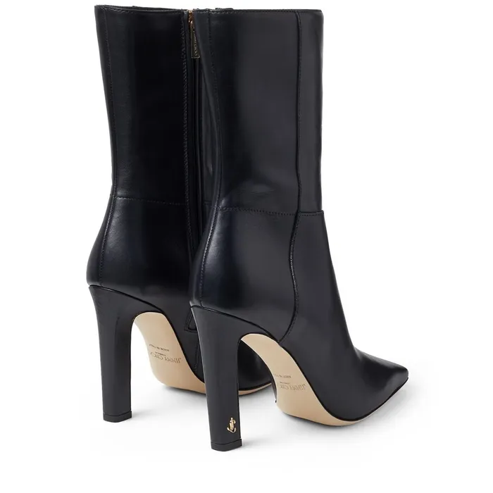 Merle 100 Black Soft Calf Leather Block Heel Ankle Boots Black Women JIMMY CHOO Boots Merle 100 Black Soft Calf Leather Block Heel Ankle Boots Black Women JIMMY CHOO Boots