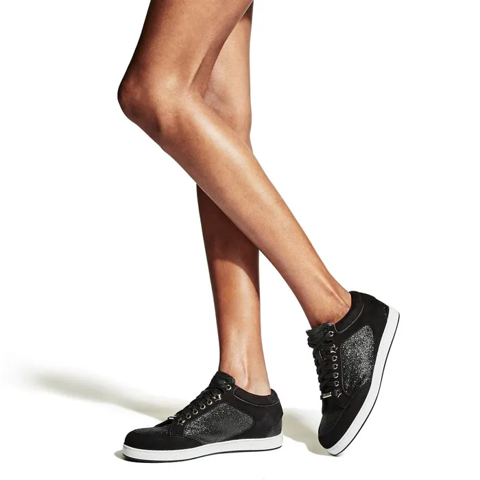 Miami Black Fine Glitter And Suede Sneakers Blackblack Women JIMMY CHOO Sneakers
