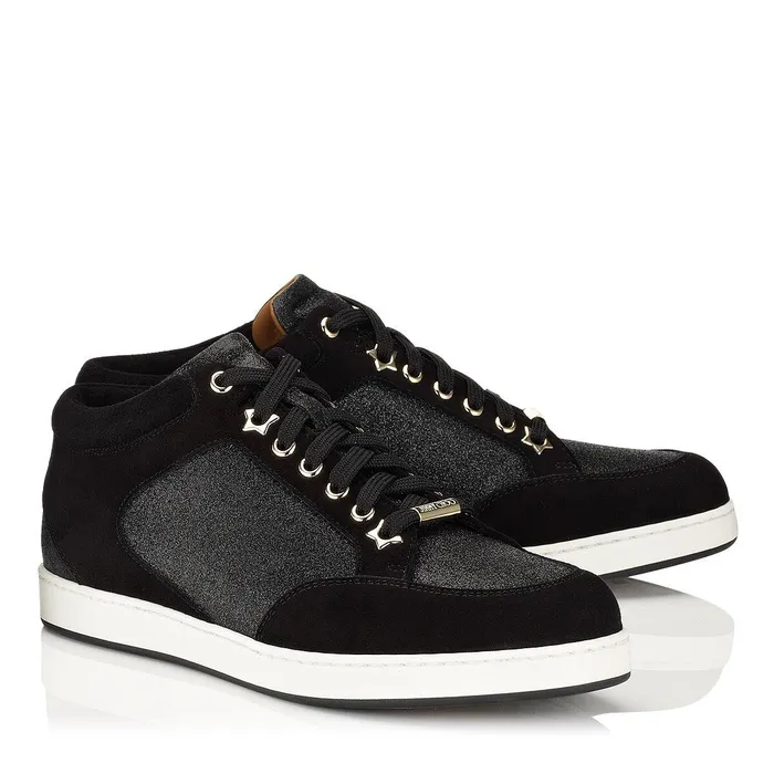 Miami Black Fine Glitter And Suede Sneakers Blackblack Women JIMMY CHOO Sneakers