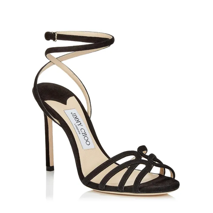 Mimi 100 Black Suede Wrap Around Sandals Black Women JIMMY CHOO Sandals