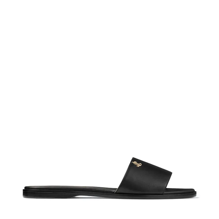 Minea Flat Black Nappa Leather Flats With Gold Jc Button Black Women JIMMY CHOO Flats Minea Flat Black Nappa Leather Flats With Gold Jc Button Black Women JIMMY CHOO Flats