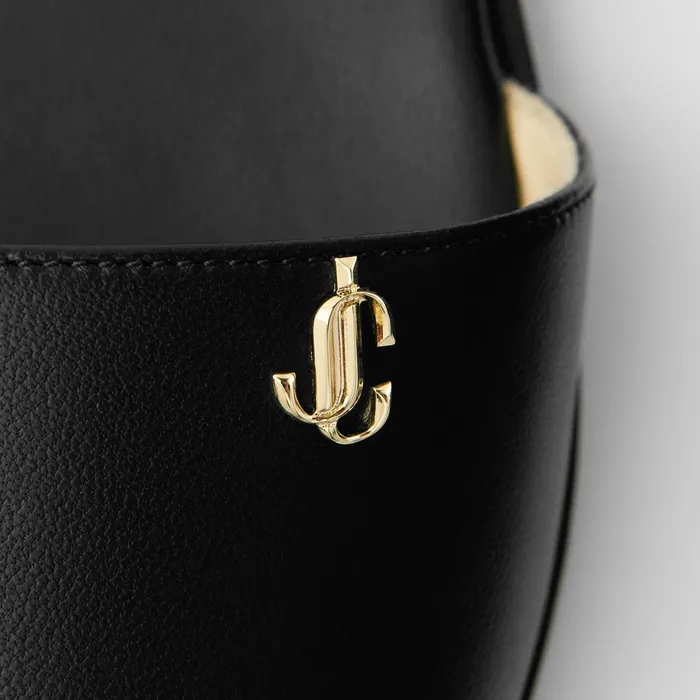 Minea Flat Black Nappa Leather Flats With Gold Jc Button Black Women JIMMY CHOO Flats