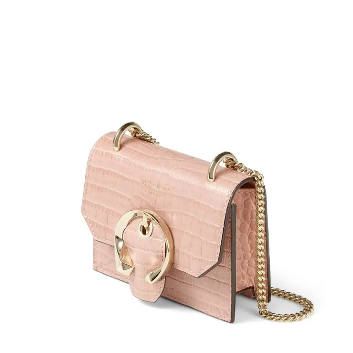 Mini Paris Blush CrocEmbossed Leather Super Mini Bag With Metal Buckle Blush Women JIMMY CHOO Small Leather Goods