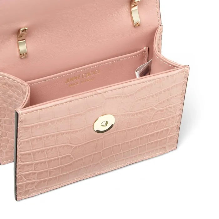 Mini Paris Blush CrocEmbossed Leather Super Mini Bag With Metal Buckle Blush Women JIMMY CHOO Small Leather Goods