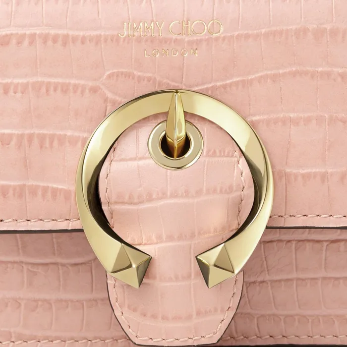 Mini Paris Blush CrocEmbossed Leather Super Mini Bag With Metal Buckle Blush Women JIMMY CHOO Small Leather Goods