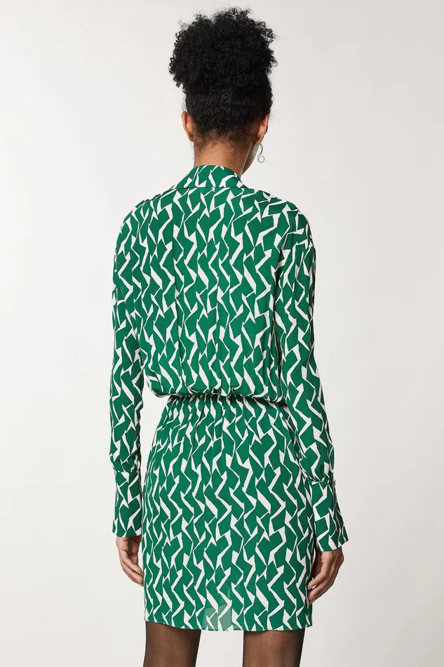 Mini Women Patrizia Pepe Crepe Shirt Dress Geometric Green