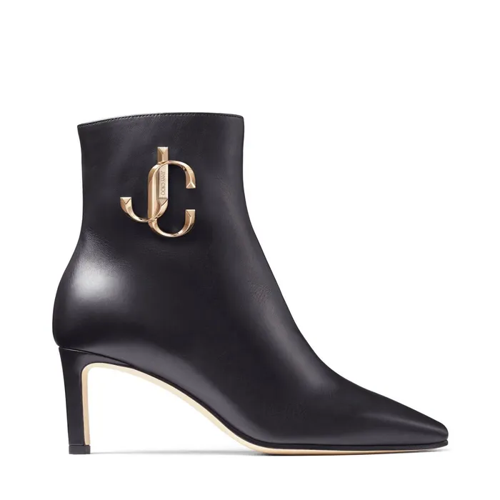 Minori 65 Black Calf Leather Ankle Bootie With Gold Jc Black Women JIMMY CHOO Boots Minori 65 Black Calf Leather Ankle Bootie With Gold Jc Black Women JIMMY CHOO Boots