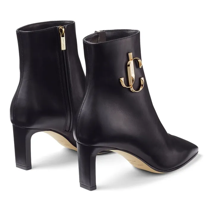 Minori 65 Black Calf Leather Ankle Bootie With Gold Jc Black Women JIMMY CHOO Boots