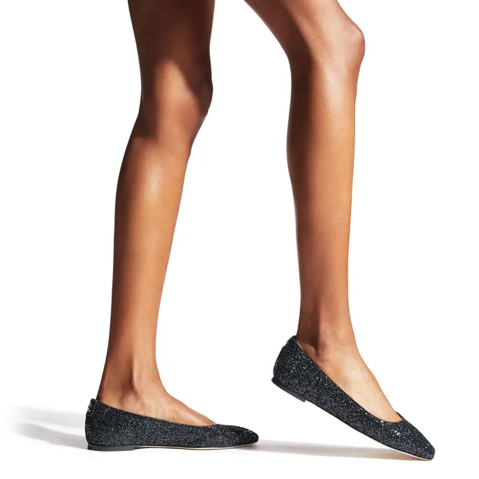 Mirele Flat Black Glitter Fabric Flats With Jc Emblem Black Women JIMMY CHOO Flats Mirele Flat Black Glitter Fabric Flats With Jc Emblem Black Women JIMMY CHOO Flats
