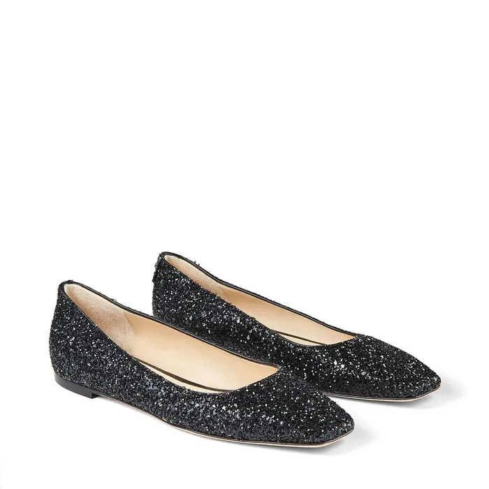 Mirele Flat Black Glitter Fabric Flats With Jc Emblem Black Women JIMMY CHOO Flats Mirele Flat Black Glitter Fabric Flats With Jc Emblem Black Women JIMMY CHOO Flats
