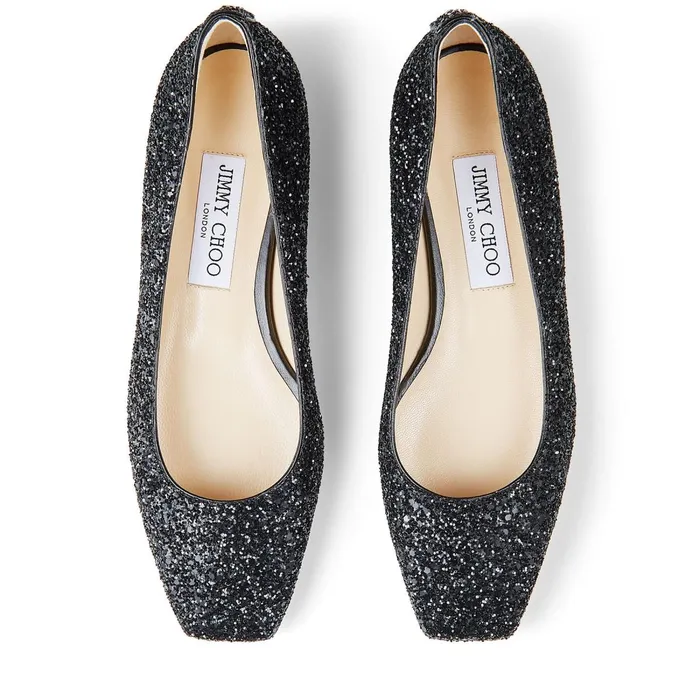 Mirele Flat Black Glitter Fabric Flats With Jc Emblem Black Women JIMMY CHOO Flats Mirele Flat Black Glitter Fabric Flats With Jc Emblem Black Women JIMMY CHOO Flats