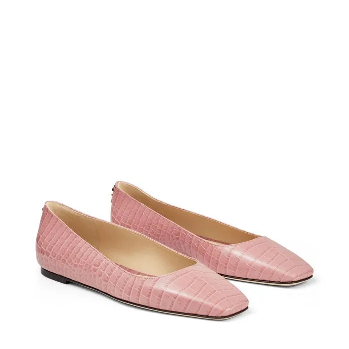 Mirele Flat Blush CrocEmbossed Leather Flats With Jc Emblem Blush Women JIMMY CHOO Flats Mirele Flat Blush CrocEmbossed Leather Flats With Jc Emblem Blush Women JIMMY CHOO Flats