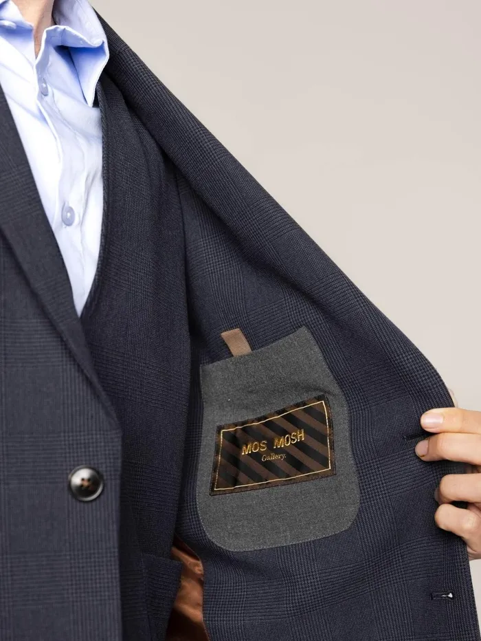 MOS MOSH Blazers MMGMelvin Moon Blazer Navy Check 8211 Men MOS MOSH Blazers MMGMelvin Moon Blazer Navy Check 8211 Men