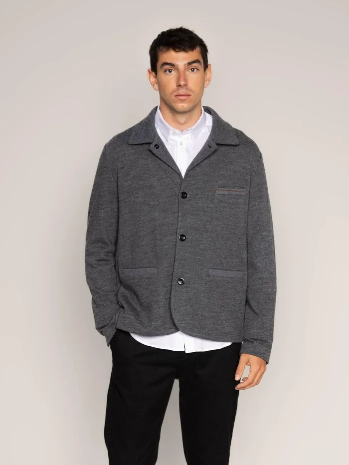 MOS MOSH Jackets MMGJenson Knit Jacket Charcoal Melange 8211 Men MOS MOSH Jackets MMGJenson Knit Jacket Charcoal Melange 8211 Men