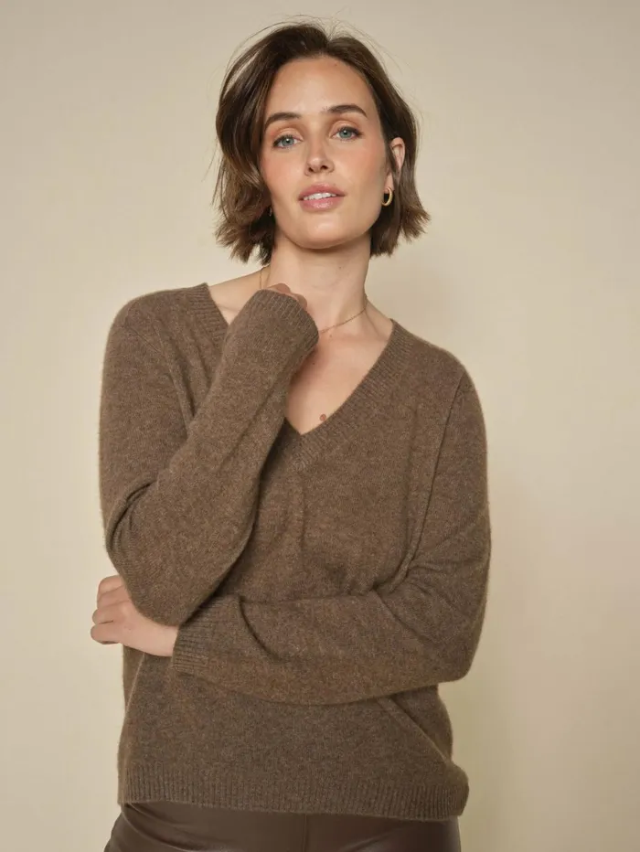 MOS MOSH Knits MMArlie Cashmere VNeck Knit Rain Drum 8211 Women
