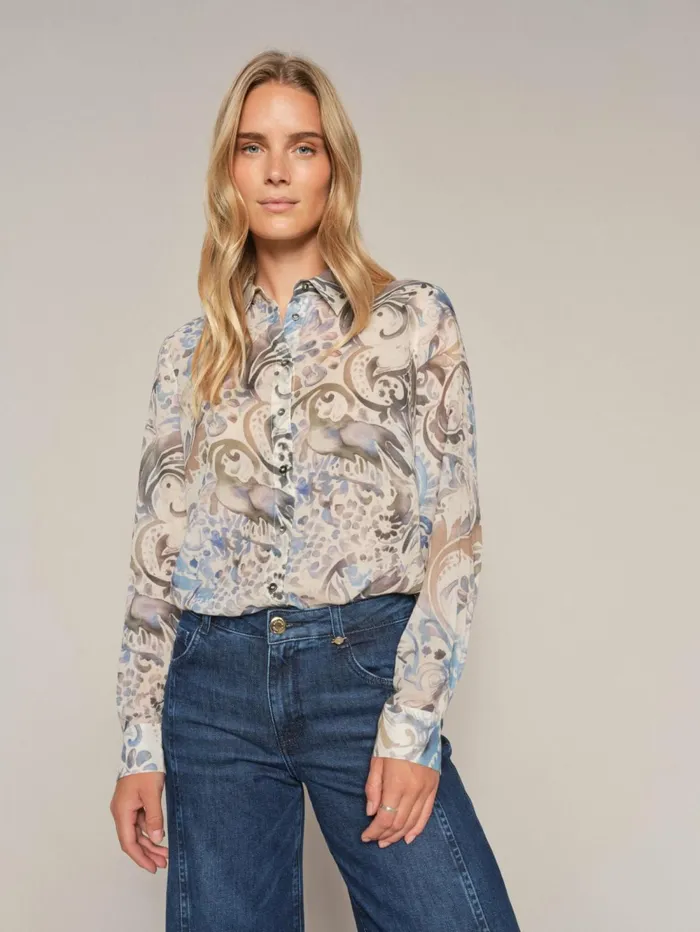 MOS MOSH Shirts MMEike Agua Voille Shirt Set Sail 8211 Women