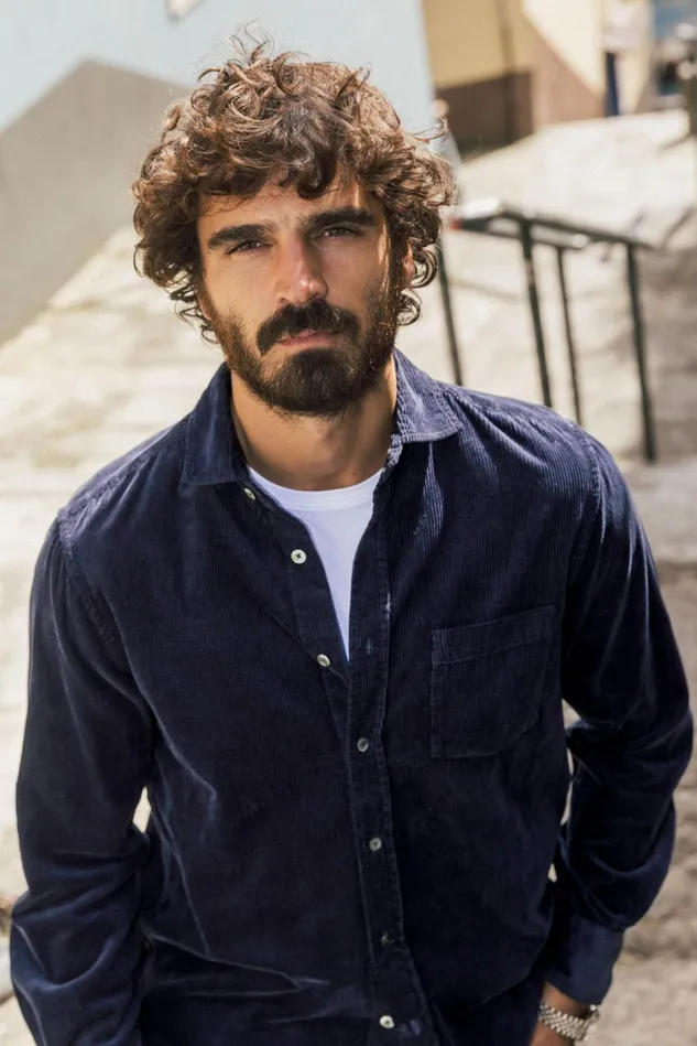 MOS MOSH Shirts MMGAlden Corduroy Shirt Navy 8211 Men