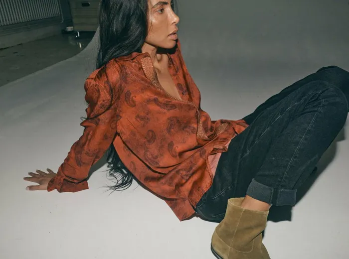 MOS MOSH Shirts MMHWill Paisley Shirt 8211 HEYANNO Burnt Brick 8211 Women MOS MOSH Shirts MMHWill Paisley Shirt 8211 HEYANNO Burnt Brick 8211 Women
