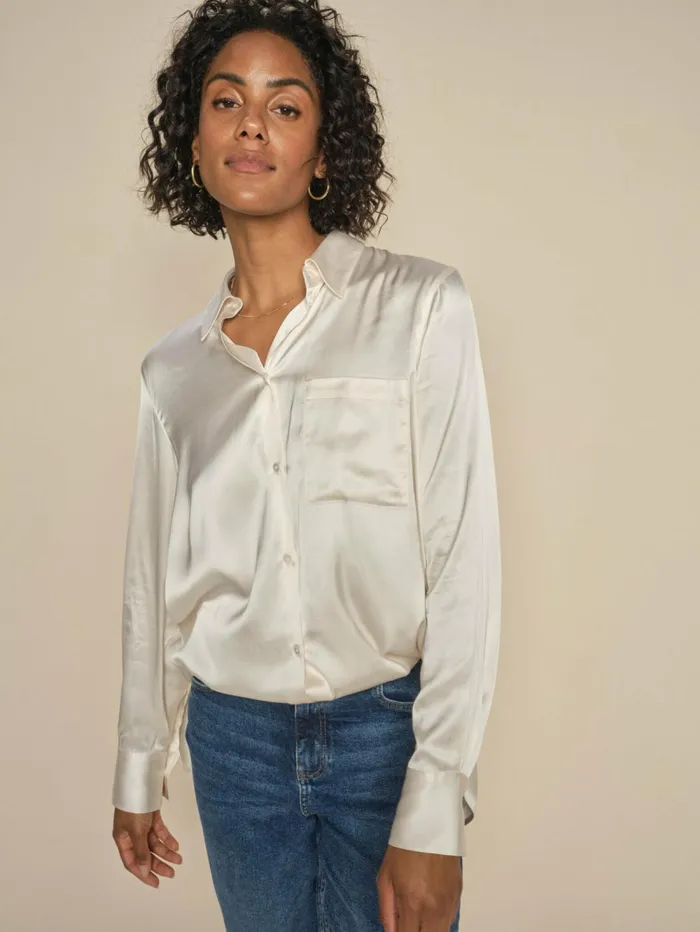 MOS MOSH Shirts MMLinda Satin Shirt Ecru 8211 Women