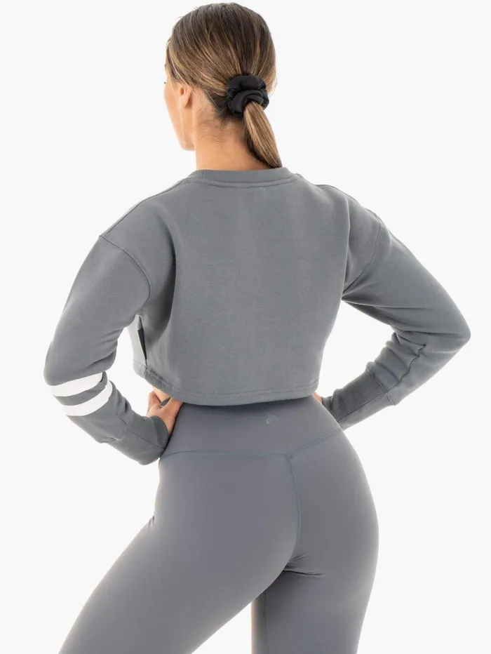 Motion Cropped Sweater 8211 Charcoal Women Ryderwear Jackets and Sweaters