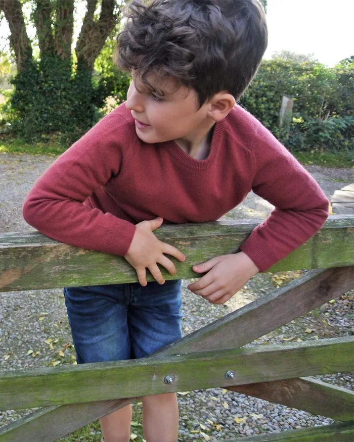 NPeal Boys Children Round Neck Cashmere Jumper In Brick Red