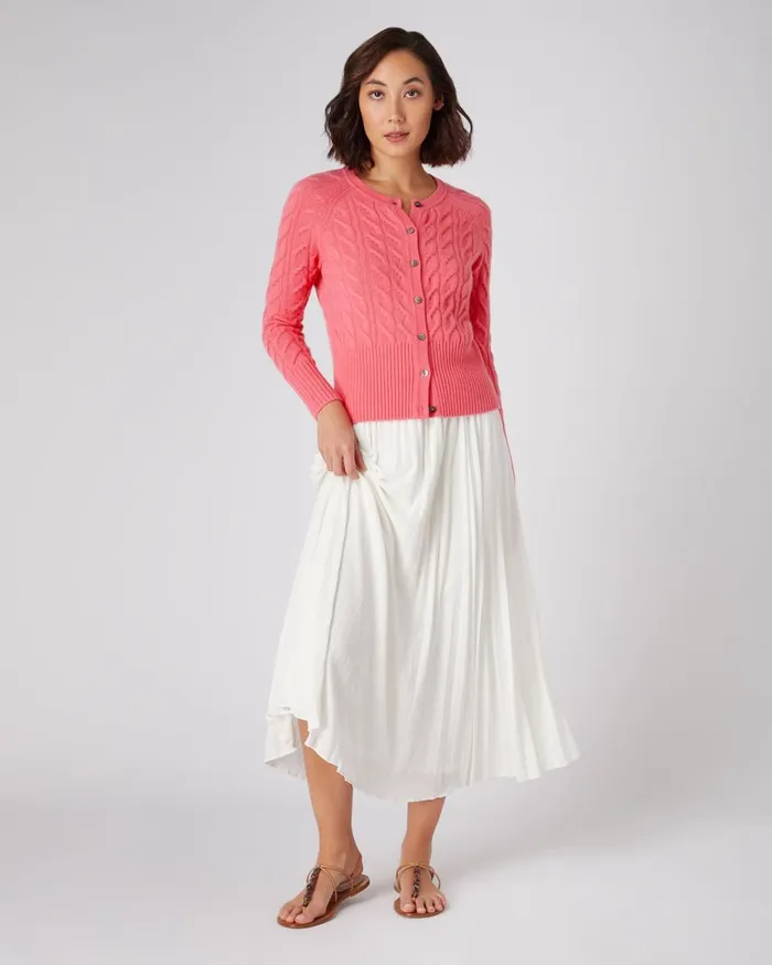 NPeal Cardigans Women Cable Cashmere Cardigan In Peony Pink