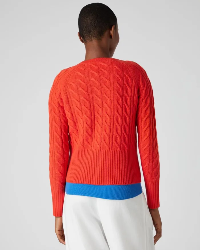 NPeal Cardigans Women Cable Cashmere Cardigan In Vermillion Red