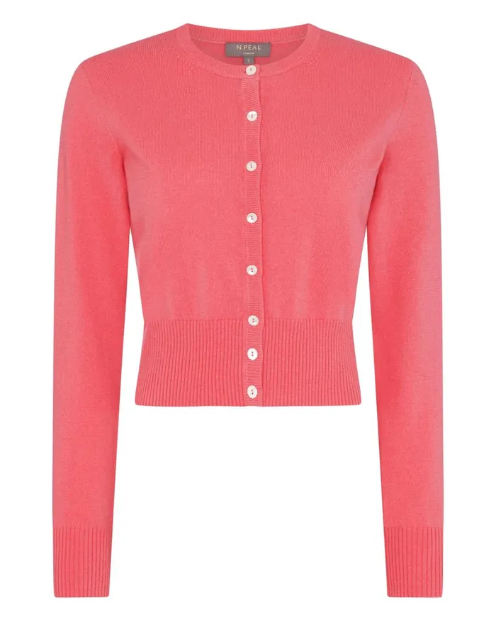 NPeal Cardigans Women Long Sleeve Cropped Cashmere Cardigan In Peony Pink