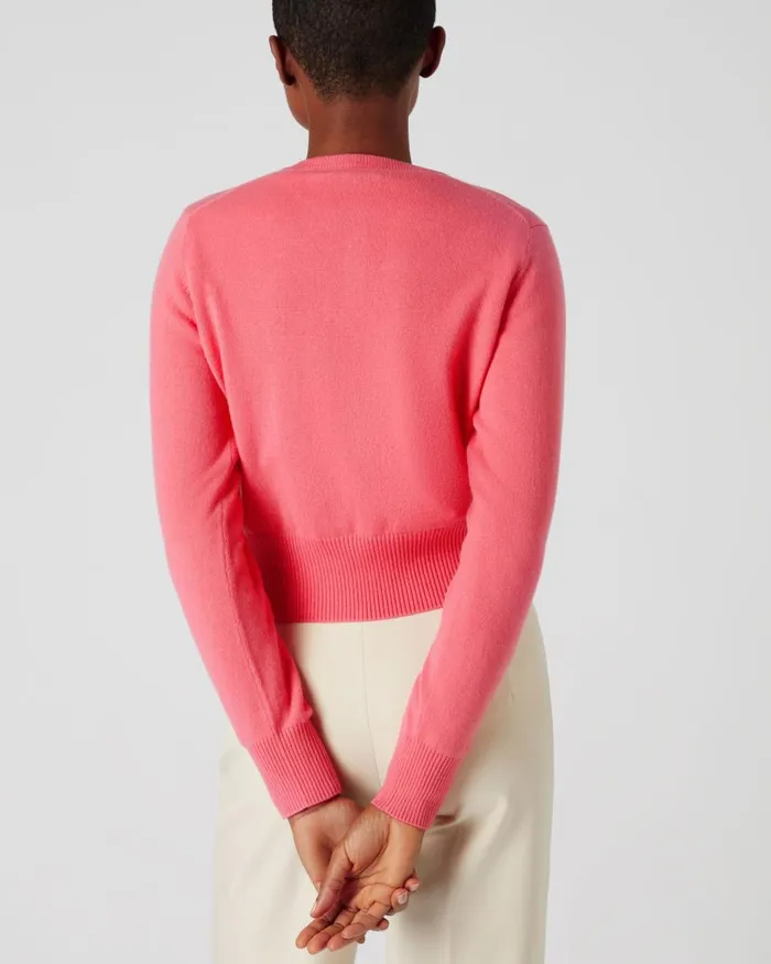 NPeal Cardigans Women Long Sleeve Cropped Cashmere Cardigan In Peony Pink