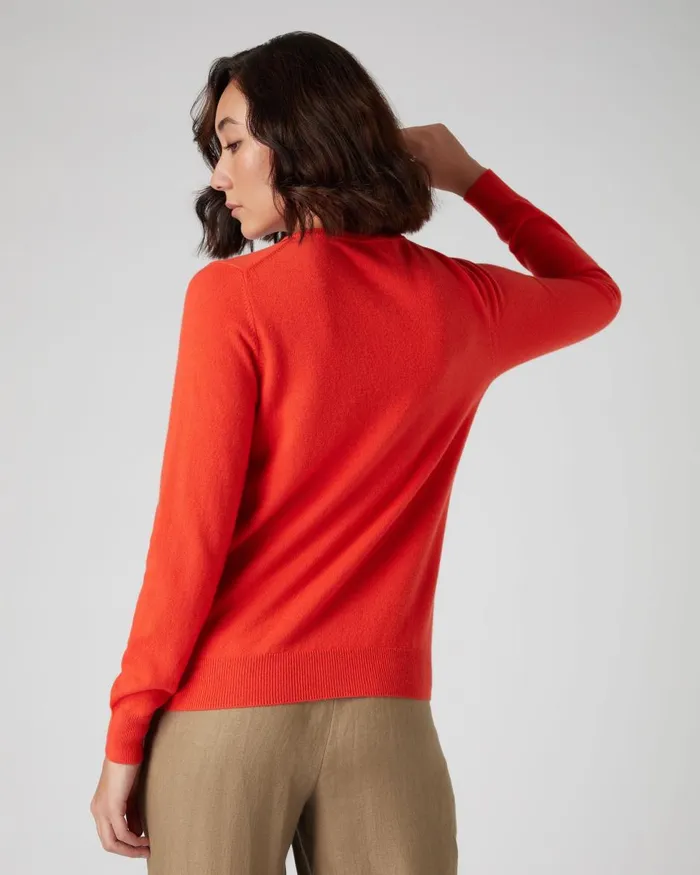 NPeal Cardigans Women Round Neck Cashmere Cardigan In Vermillion Red