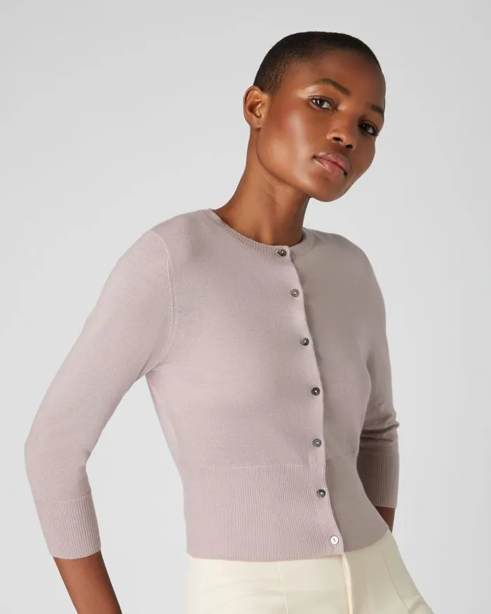 NPeal Cardigans Women Superfine Cropped Cashmere Cardigan In Dune Pink