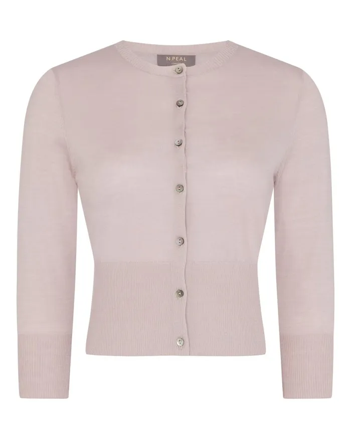 NPeal Cardigans Women Superfine Cropped Cashmere Cardigan In Dune Pink