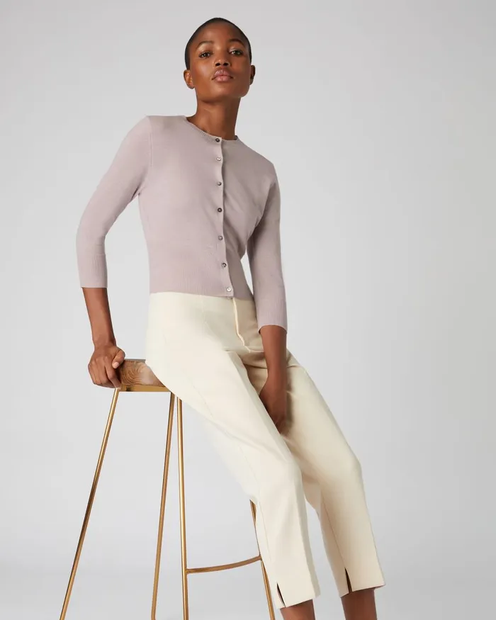 NPeal Cardigans Women Superfine Cropped Cashmere Cardigan In Dune Pink