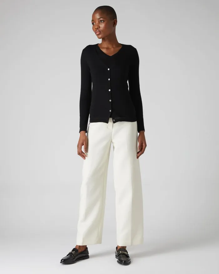 NPeal Cardigans Women Superfine V Neck Cashmere Cardigan In Black
