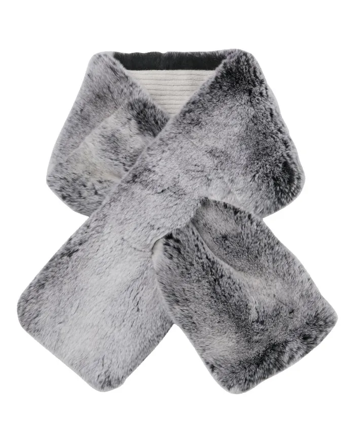 NPeal Cashmere Scarves WomenMen Unisex Fur Neckwarmer In Charcoal Grey Tipped Fur NPeal Cashmere Scarves WomenMen Unisex Fur Neckwarmer In Charcoal Grey Tipped Fur