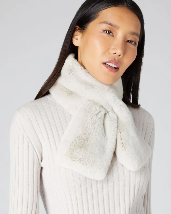 NPeal Cashmere Scarves WomenMen Unisex Fur Neckwarmer In Snow Grey