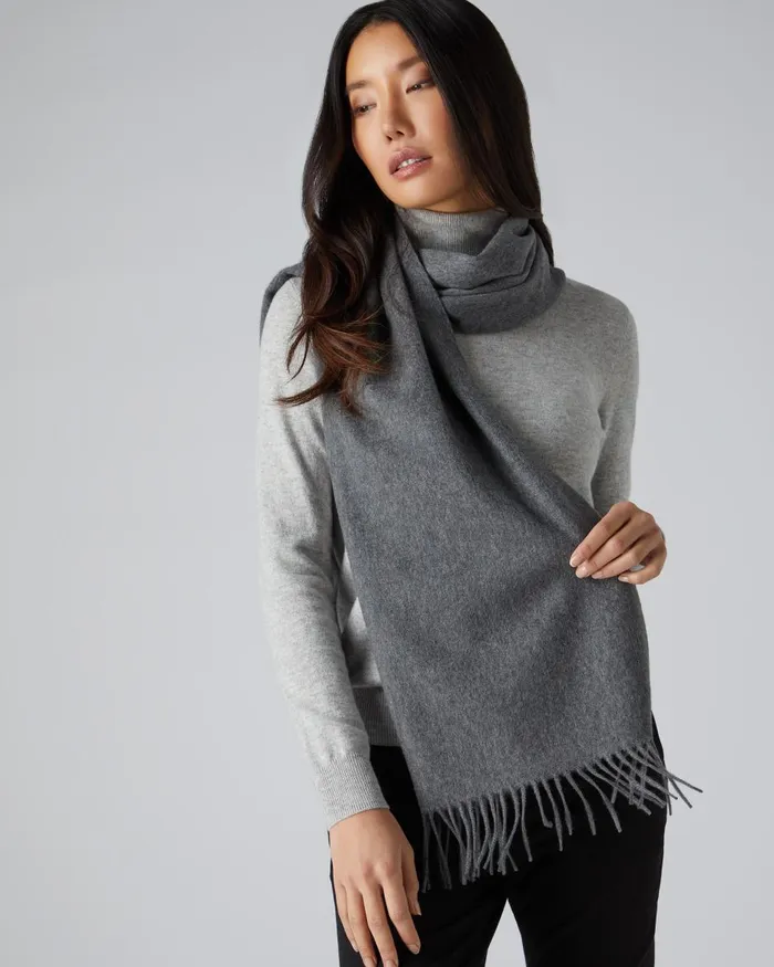 NPeal Cashmere Scarves WomenMen Unisex Large Woven Cashmere Scarf In Elephant Grey