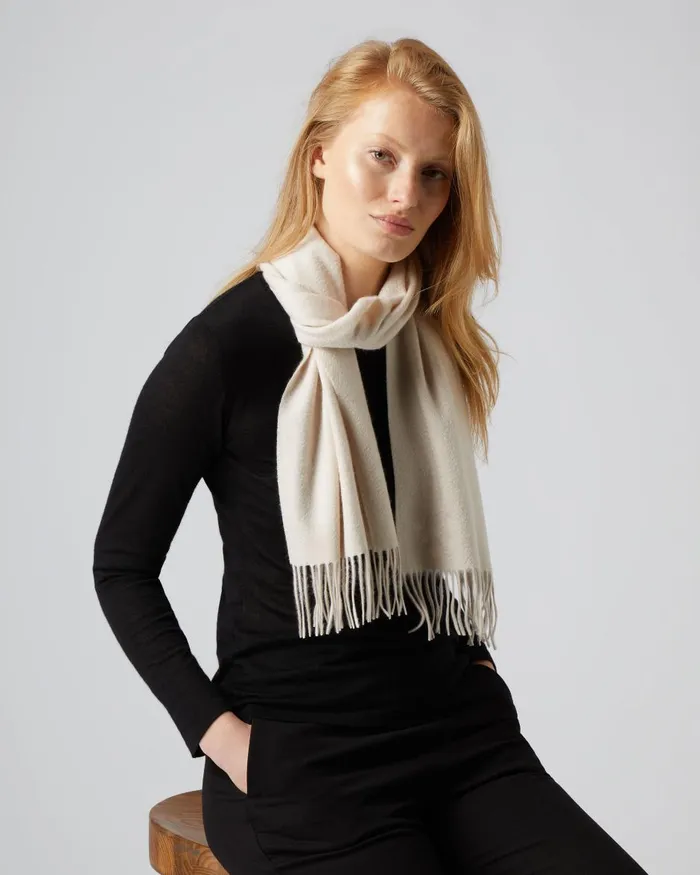 NPeal Cashmere Scarves WomenMen Unisex Woven Cashmere Scarf In Almond White