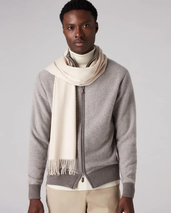NPeal Cashmere Scarves WomenMen Unisex Woven Cashmere Scarf In Almond White
