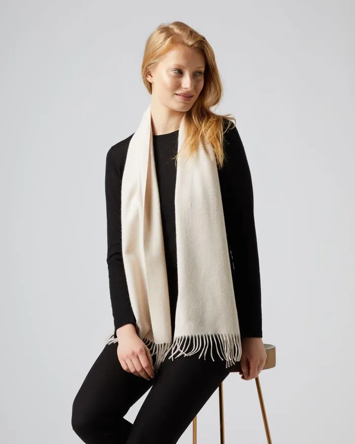 NPeal Cashmere Scarves WomenMen Unisex Woven Cashmere Scarf In Almond White