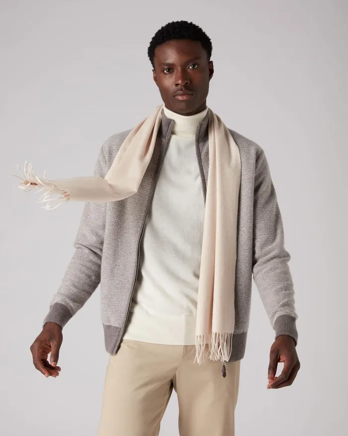 NPeal Cashmere Scarves WomenMen Unisex Woven Cashmere Scarf In Almond White