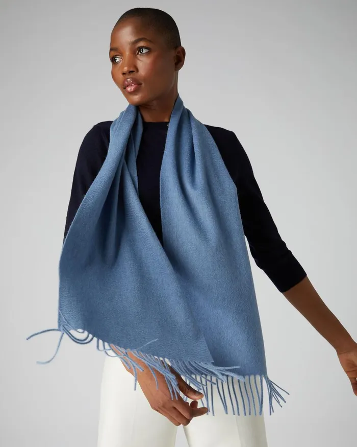 NPeal Cashmere Scarves WomenMen Unisex Woven Cashmere Scarf In Ocean Blue