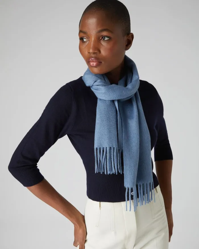 NPeal Cashmere Scarves WomenMen Unisex Woven Cashmere Scarf In Ocean Blue