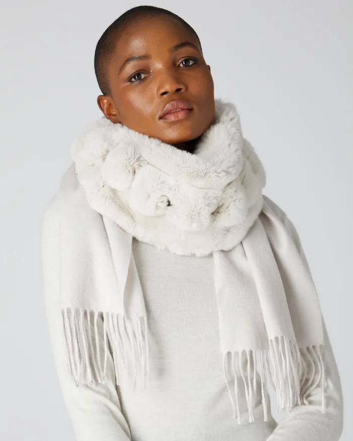 NPeal Cashmere Scarves Women Rabbit Fur Scarf In Snow Grey